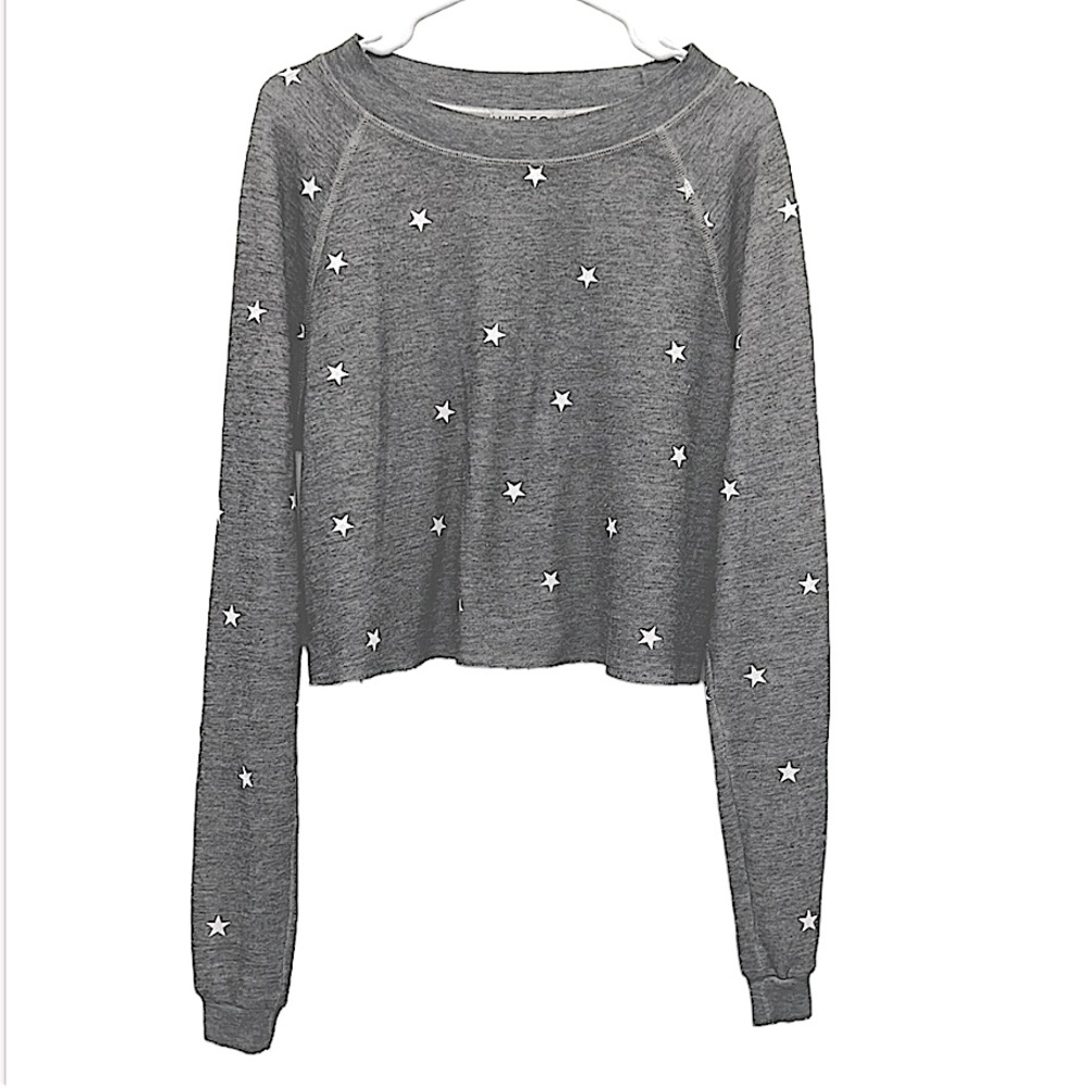 Wildfox Couture Women's Football Star Monte Crop Sweatshirt XS Oversized Lounge - Picture 2 of 9